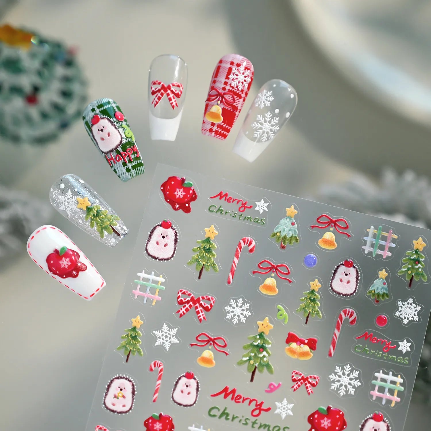 Cute Christmas Trees & Candy Canes Nail Stickers M815