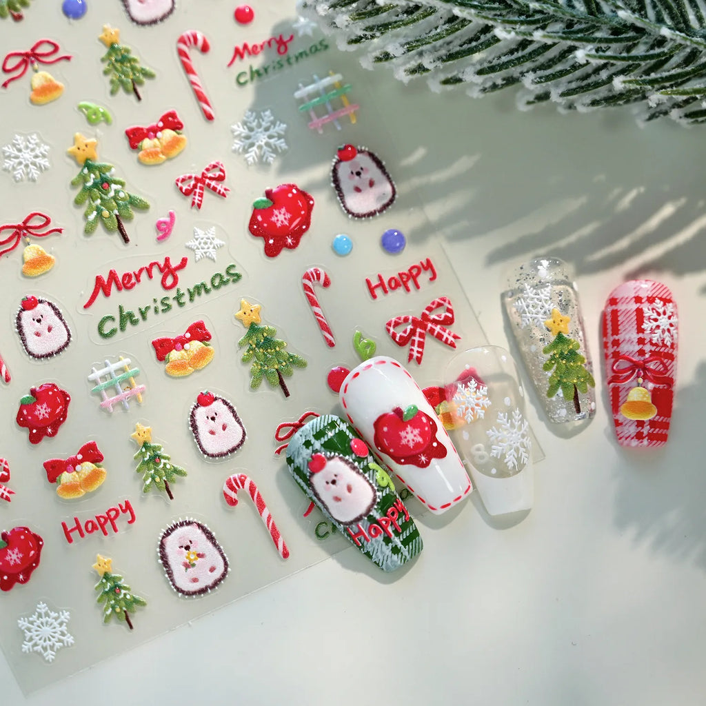 Cute Christmas Trees & Candy Canes Nail Stickers M815