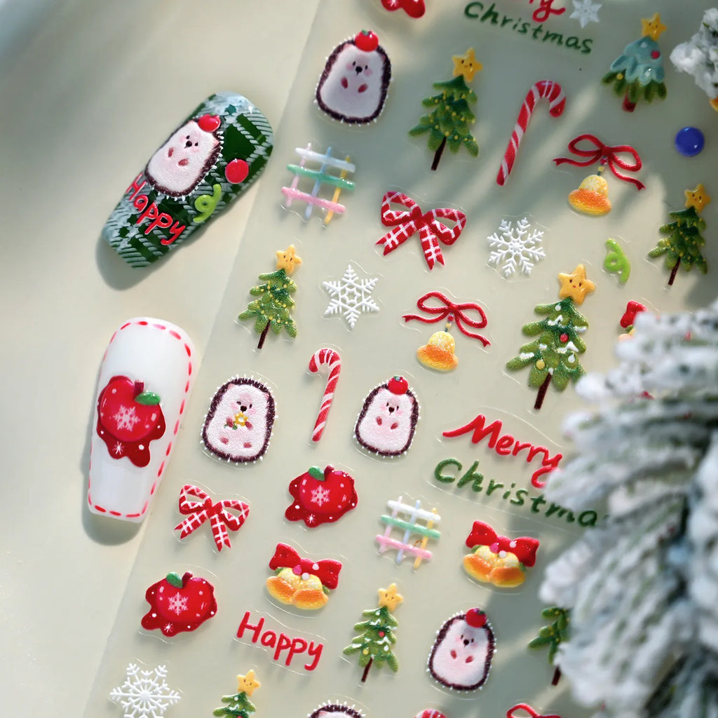 Cute Christmas Trees & Candy Canes Nail Stickers M815