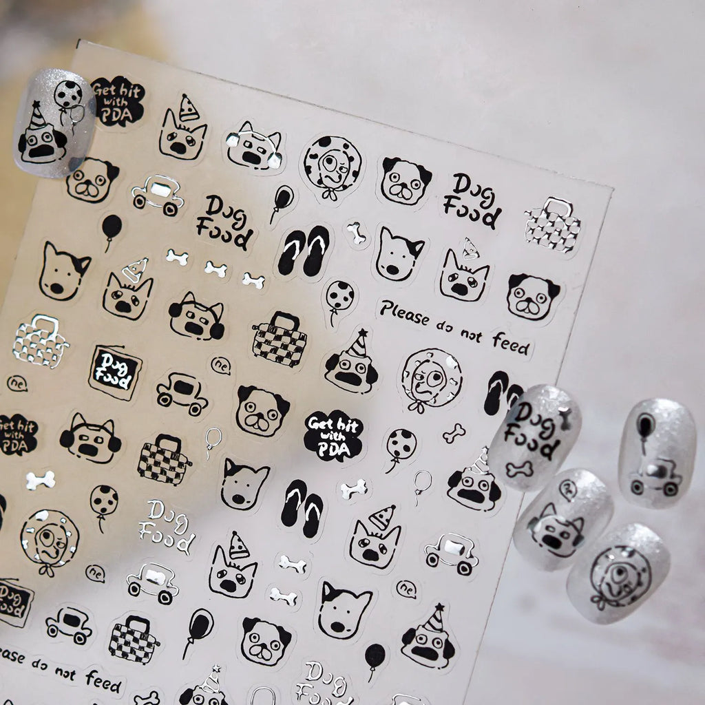 Cute Dog & Puppy Nail Art Stickers - Kawaii DIY Doodle Decals