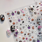Cute Halloween 3D Nail Stickers - Spooky Cat, Ghost & Pumpkin Nail Art Decals