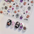 Cute Halloween 3D Nail Stickers - Spooky Cat, Ghost & Pumpkin Nail Art Decals