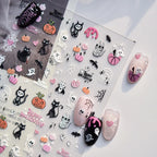 Cute Halloween 3D Nail Stickers - Spooky Cat, Ghost & Pumpkin Nail Art Decals