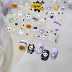 Cute Halloween Nail Stickers - Pumpkin Ghost Bat Skull Decals for Spooky Fun 5365