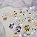 Cute Halloween Nail Stickers - Pumpkin Ghost Bat Skull Decals for Spooky Fun 5365