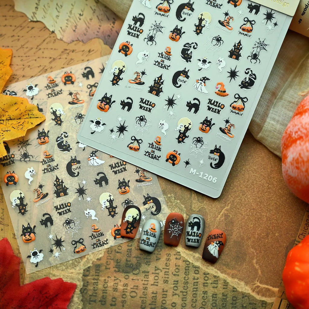 Cute Halloween Nail Stickers & Decals for Festive Spooky Nail Art M1206