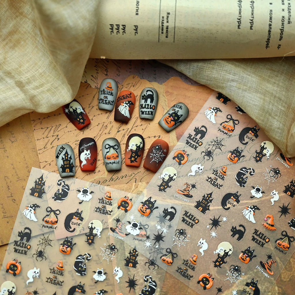 Cute Halloween Nail Stickers & Decals for Festive Spooky Nail Art M1206