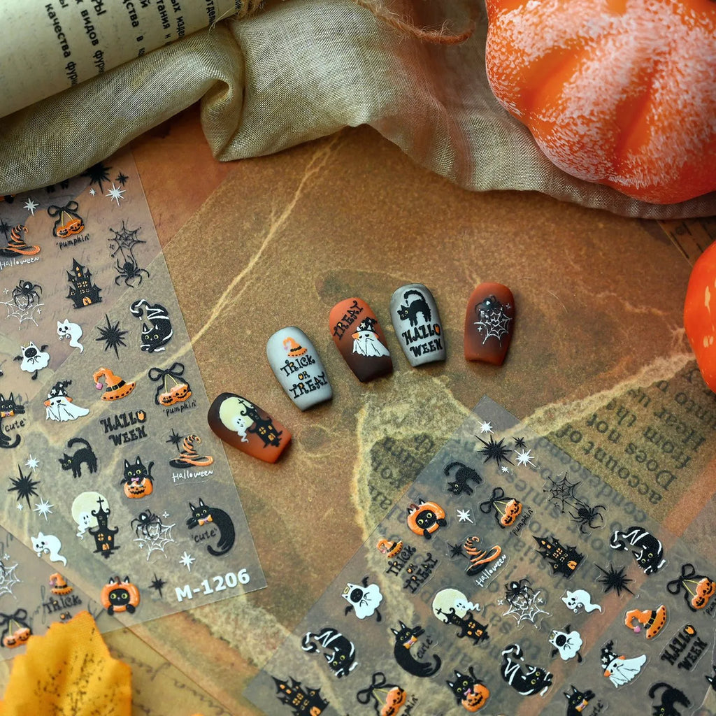 Cute Halloween Nail Stickers & Decals for Festive Spooky Nail Art M1206