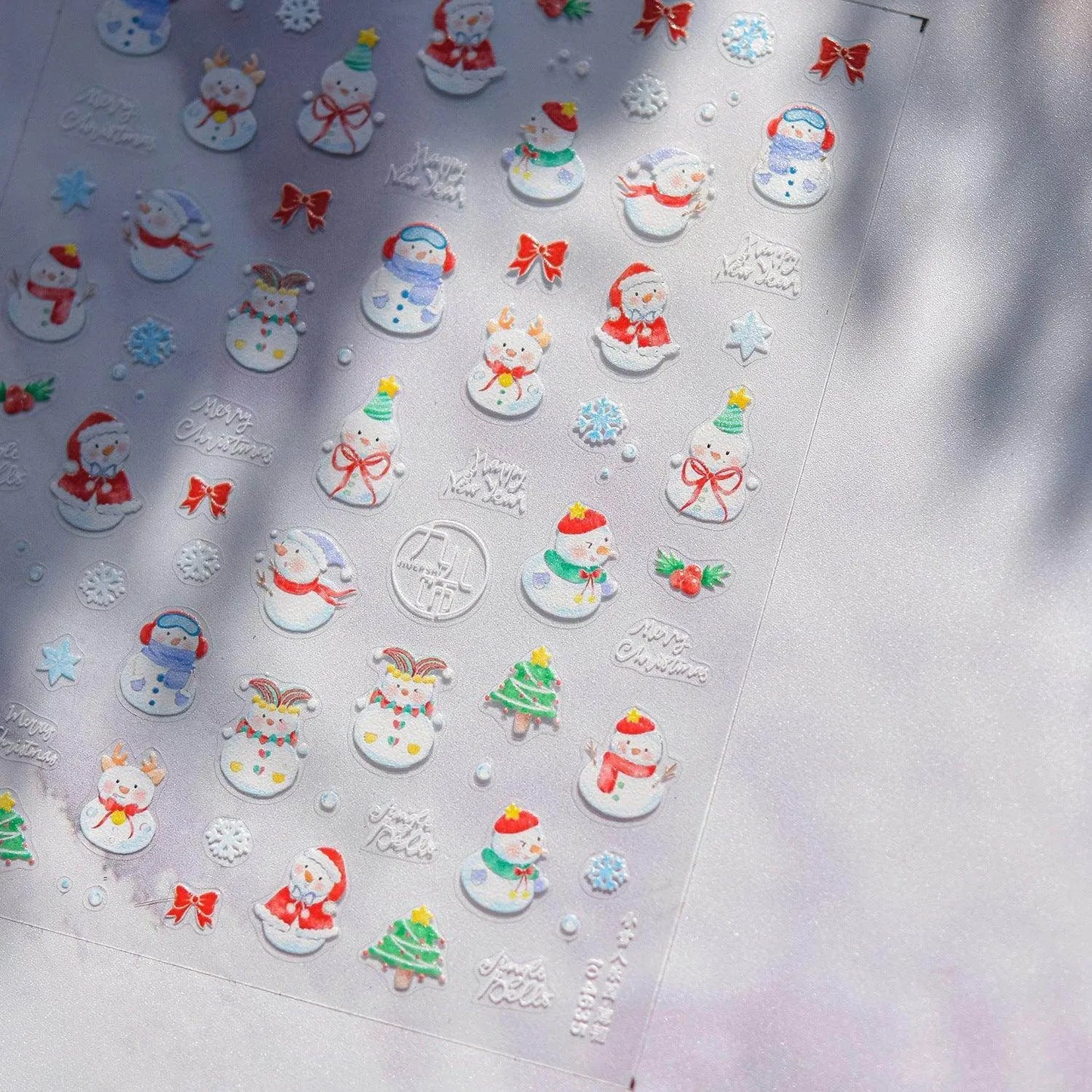 Cutie Snowman Nail Art Stickers Adhesive Embossed Winter Snow Sticker Decals to4635