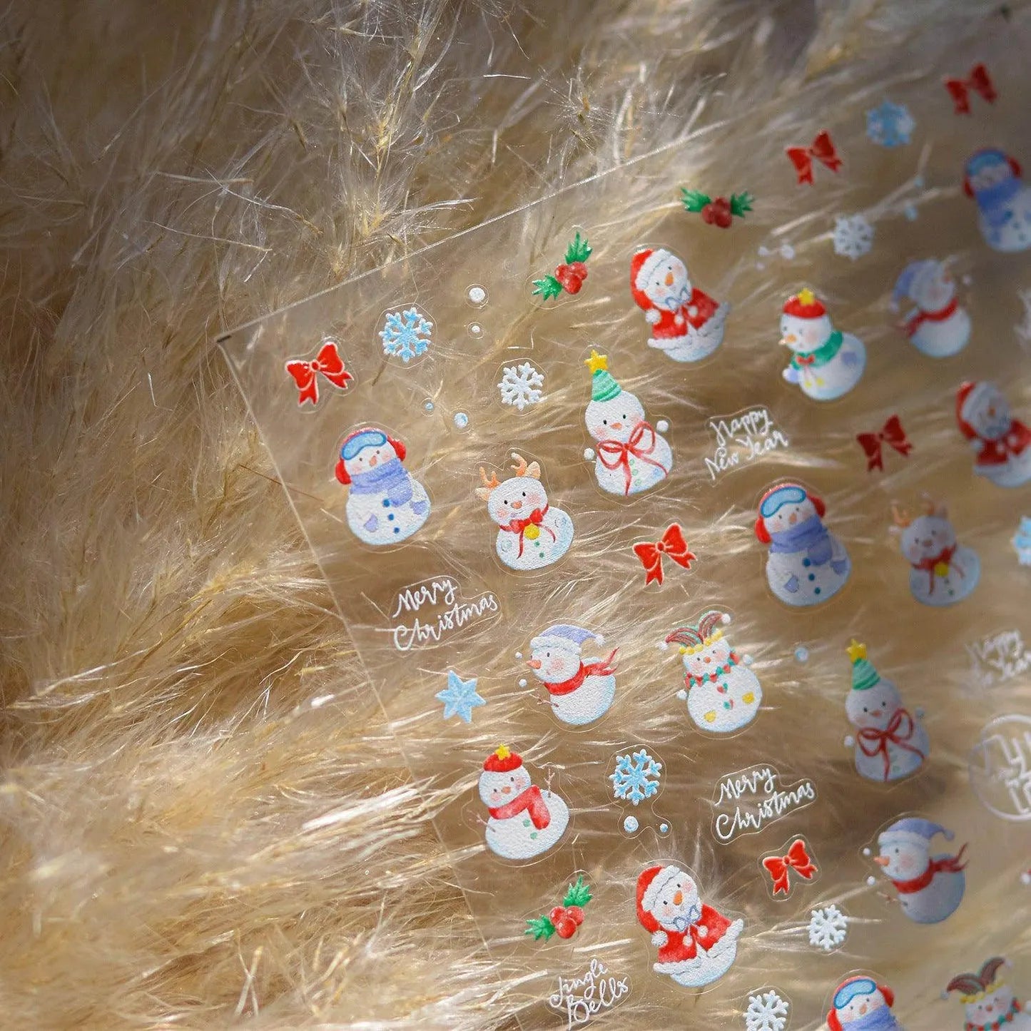 Cutie Snowman Nail Art Stickers Adhesive Embossed Winter Snow Sticker Decals to4635