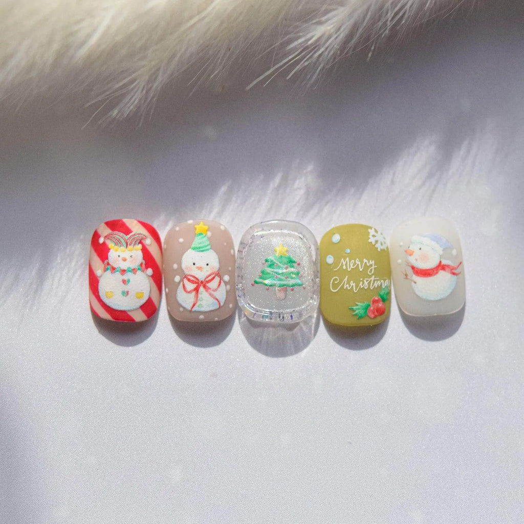 Cutie Snowman Nail Art Stickers Adhesive Embossed Winter Snow Sticker Decals to4635