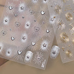 Cyber Metallic Starburst Heart 3D Nail Stickers 5943