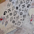 Cyber Sigilism Nail Stickers - Gothic Tribal Heart & Cross Decals 5914