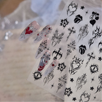 Cyber Sigilism Nail Stickers - Gothic Tribal Heart & Cross Decals 5914