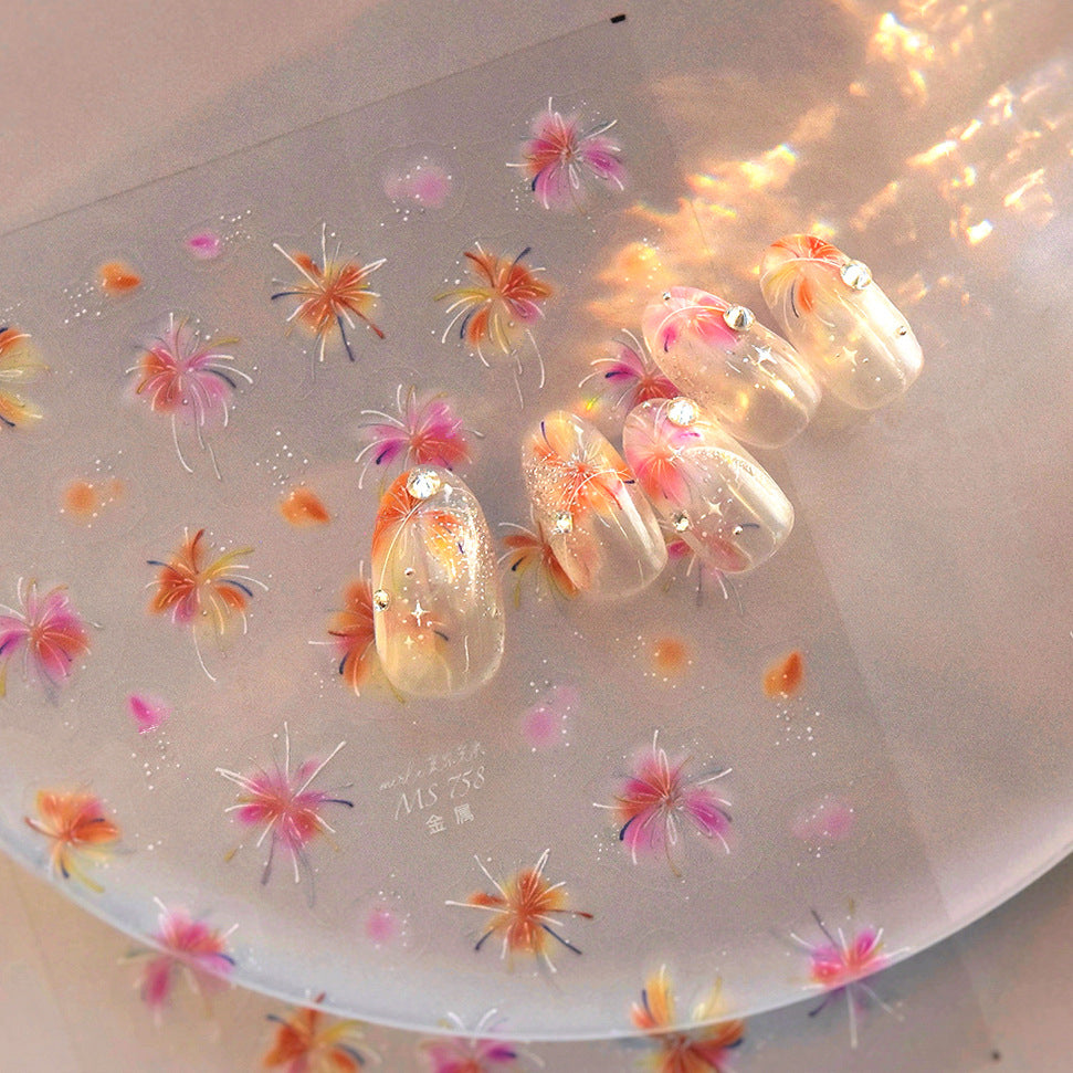 DIY Firework Nail Art Stickers | Sparkle & Celebration Decals for Manicure