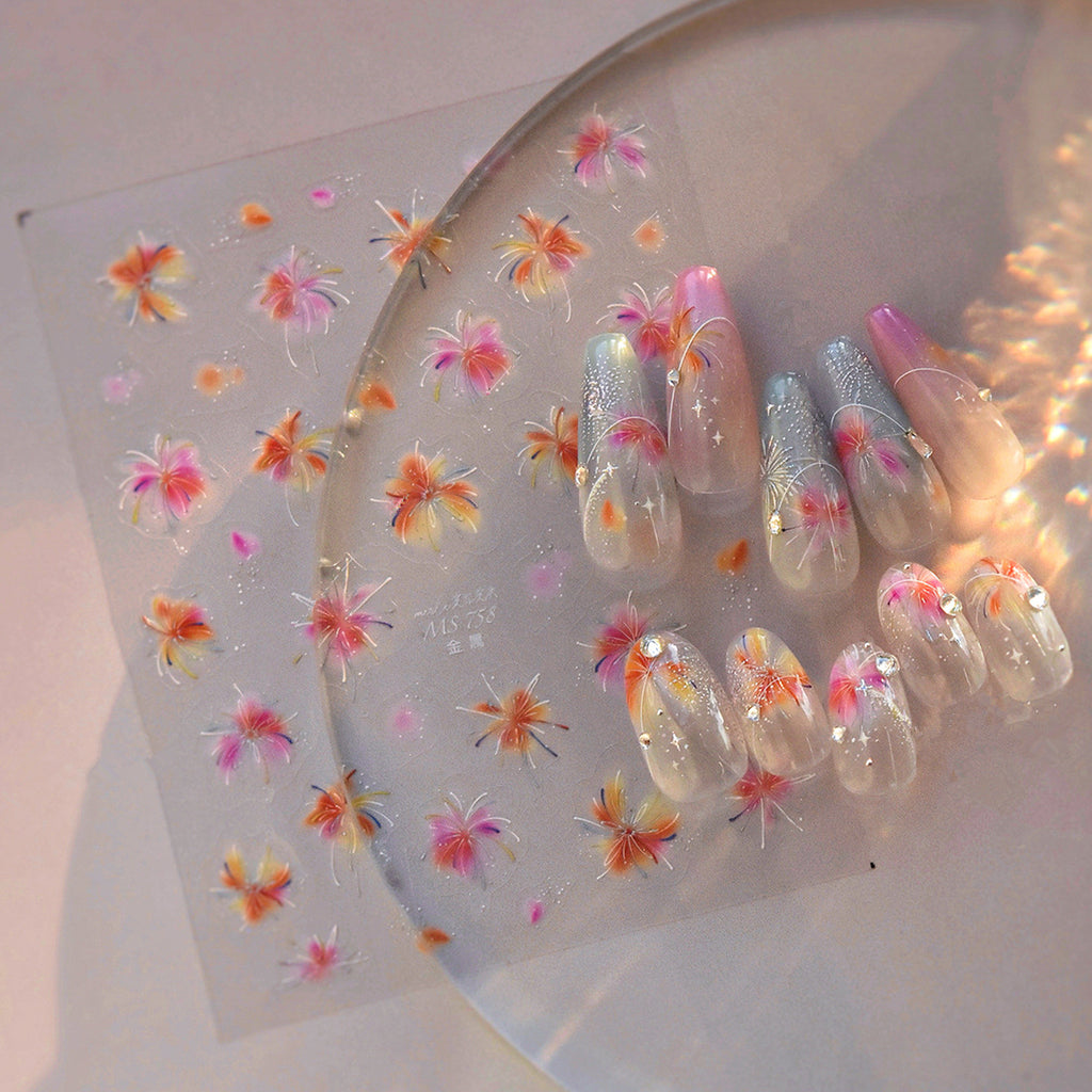 DIY Firework Nail Art Stickers | Sparkle & Celebration Decals for Manicure