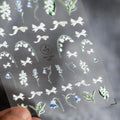 Floral Nail Art Stickers Adhesive Lily Flower Sticker Decals DT007 embossed