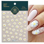 Daisy Flower Nail Art Stickers Adhesive Embossed Floral Sticker Decals 
