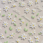 Daisy Flower Nail Art Stickers Adhesive Embossed Pure White Daisy Sticker Decals to3803