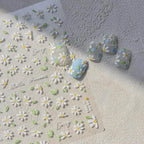 Daisy Flower Nail Art Stickers Adhesive Embossed Pure White Daisy Sticker Decals to3803