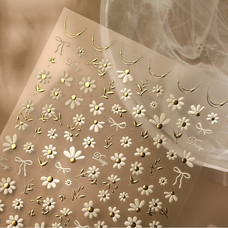 Daisy Flower Nail Art Stickers Adhesive White Daisy Jelly Sticker Decals
