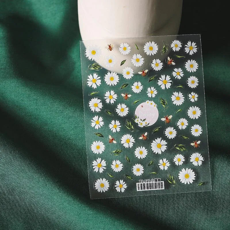 Daisy Flower Nail Art Stickers Floral Adhesive Sticker Decals TS020