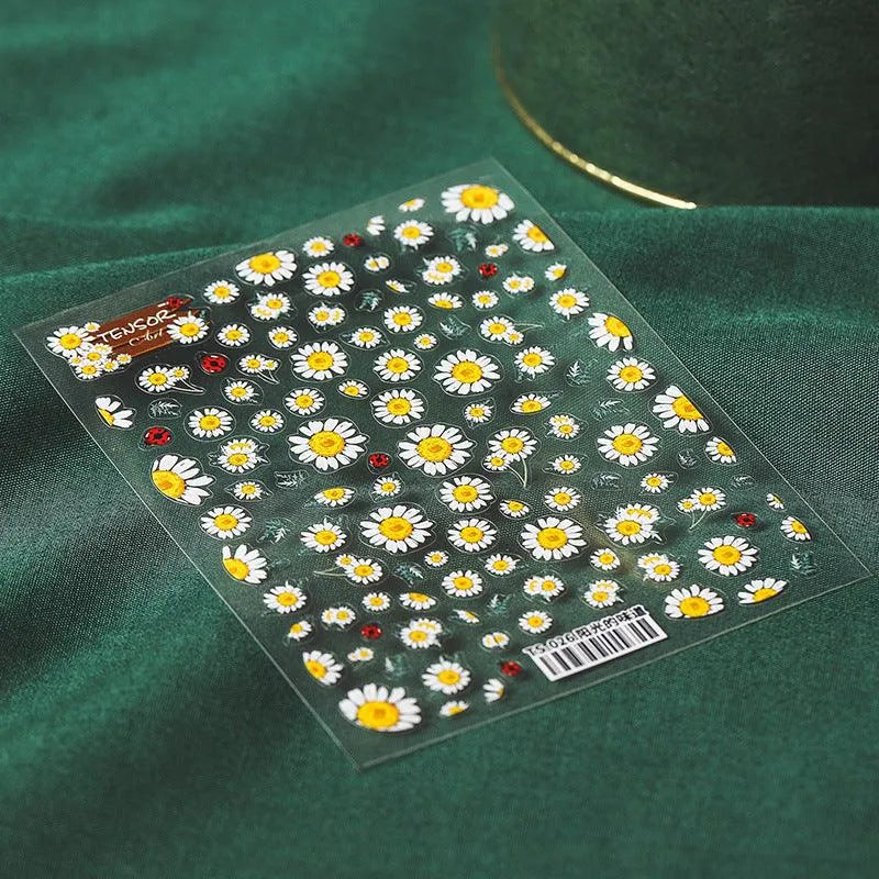 Daisy Flower Nail Art Stickers Floral Adhesive Sticker Decals TS026