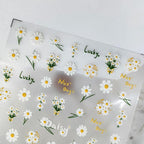 Daisy Nail Art Stickers Daisy Flower Adhesive Embossed Sticker Decals TS2431