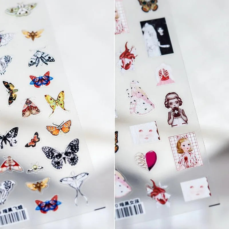 Dark Butterfly Nail Art Stickers Adhesive Embossed 3D Butterfly Sticker Decals TS654