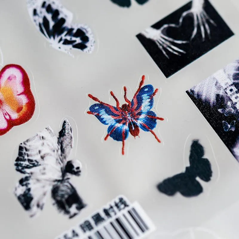 Dark Butterfly Nail Art Stickers Adhesive Embossed 3D Butterfly Sticker Decals TS654