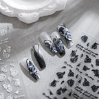 Dark Rose Nail Art Stickers White Rose Flower Adhesive Sticker Decals TS1708