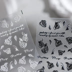 Dark Rose Nail Art Stickers White Rose Flower Adhesive Sticker Decals TS1708