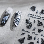 Dark Rose Nail Art Stickers White Rose Flower Adhesive Sticker Decals TS1708