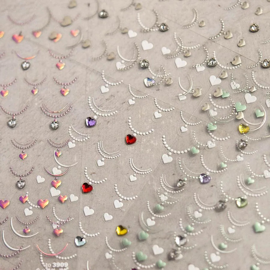 Diamond Necklace Nail Art Stickers Adhesive Embossed Love Sticker Decals to3908