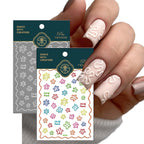 Doodle Floral Outline Nail Art Stickers Adhesive Embossed Matte Line Flower Sticker Decals KX244