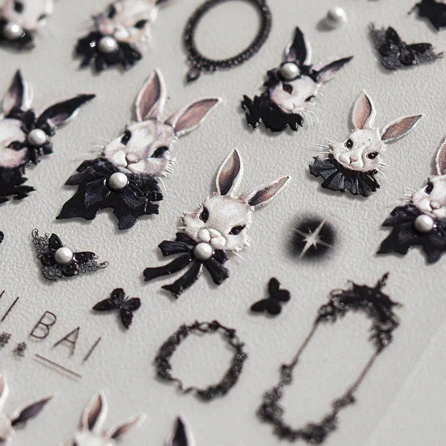 Duke Bunny Nail Art Stickers Adhesive Rabbit Embossed Sticker Decals