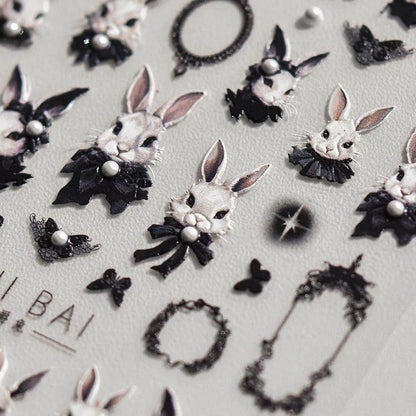 Duke Bunny Nail Art Stickers Adhesive Rabbit Embossed Sticker Decals