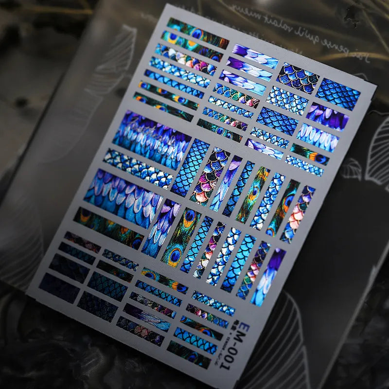 Metal Colors Love Heart Nail Art Stickers Decals EM001-023