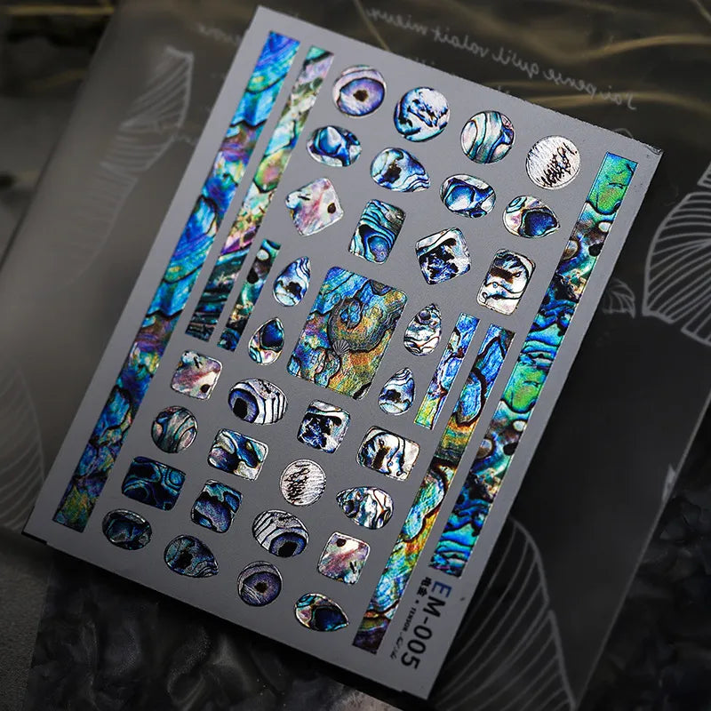 Metal Colors Love Heart Nail Art Stickers Decals EM001-023