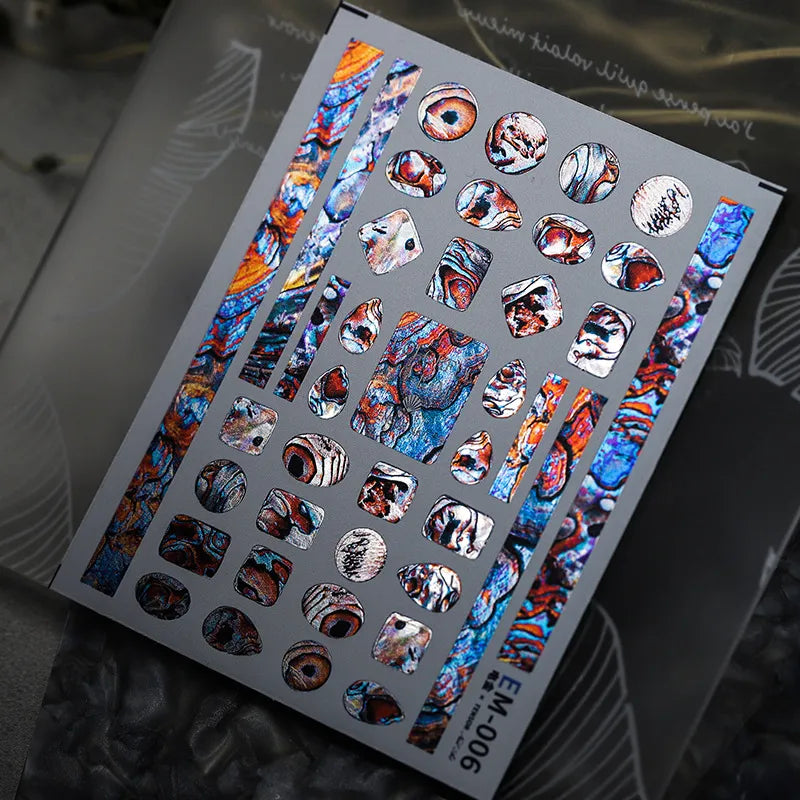 Metal Colors Love Heart Nail Art Stickers Decals EM001-023