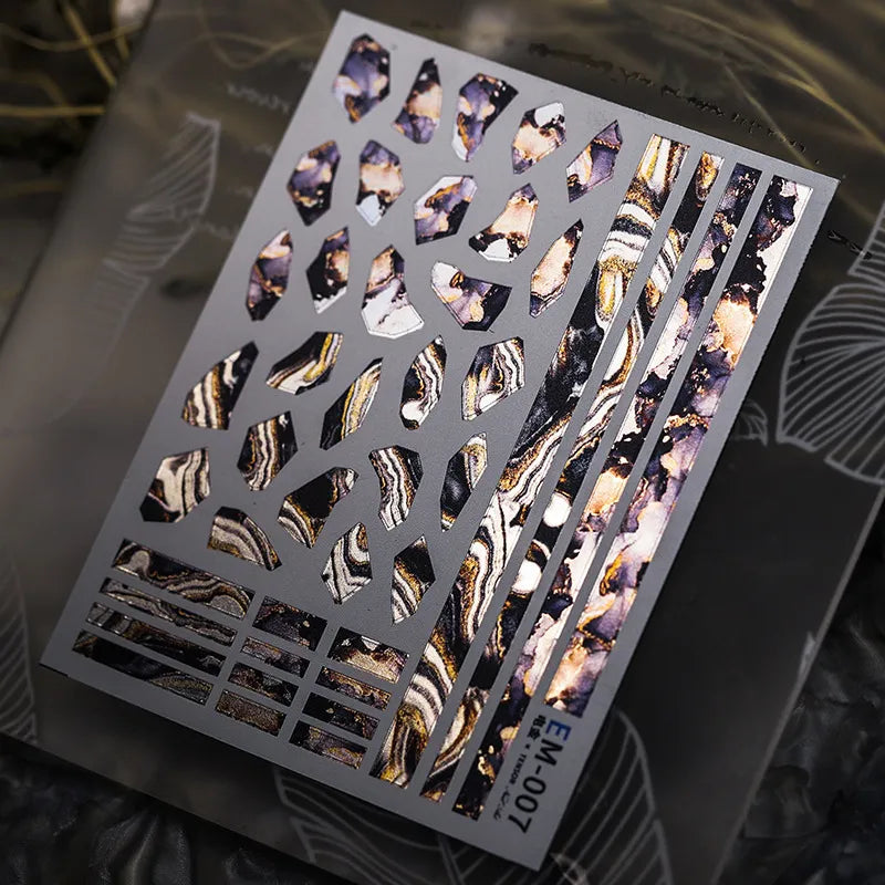 Metal Colors Love Heart Nail Art Stickers Decals EM001-023