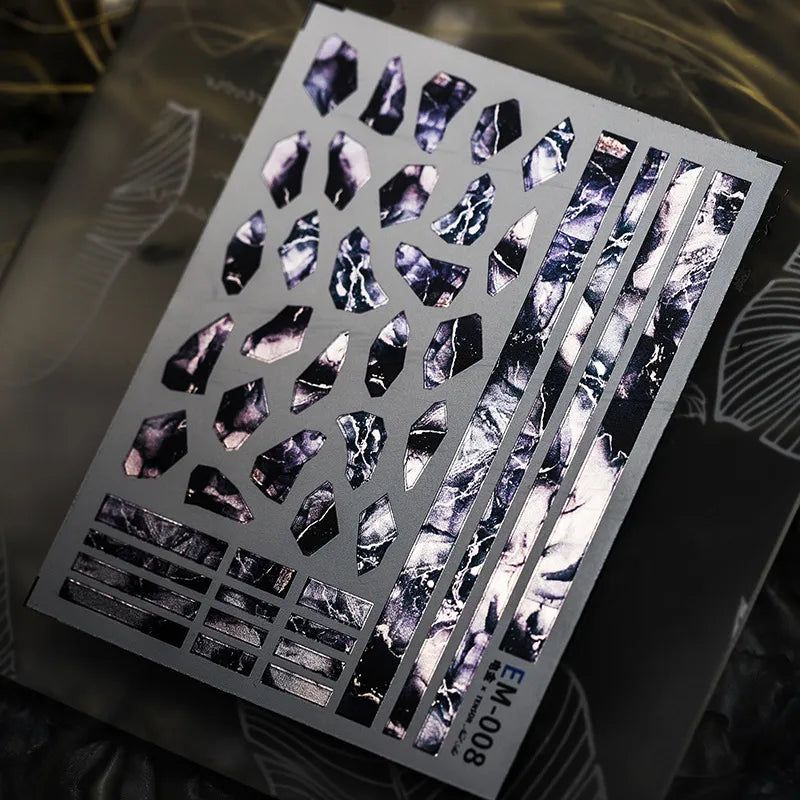 Metal Colors Love Heart Nail Art Stickers Decals EM001-023