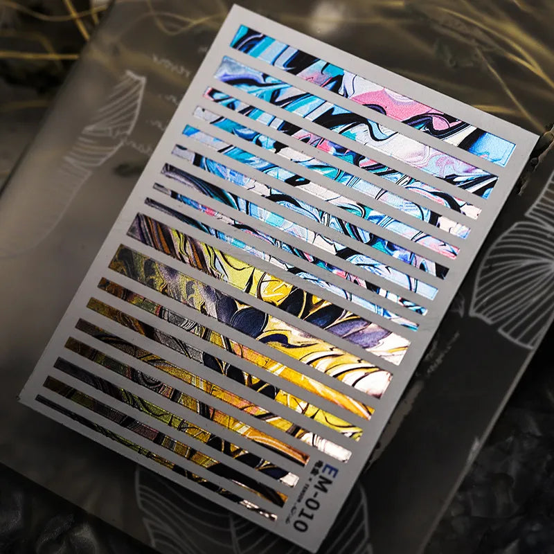 Metal Colors Love Heart Nail Art Stickers Decals EM001-023