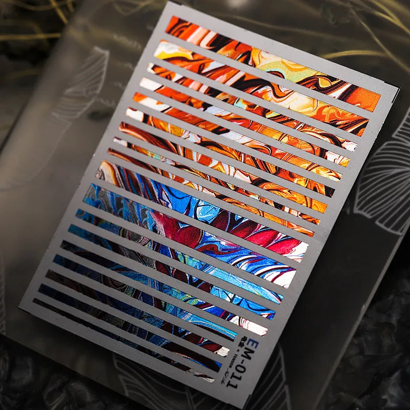 Metal Colors Love Heart Nail Art Stickers Decals EM001-023