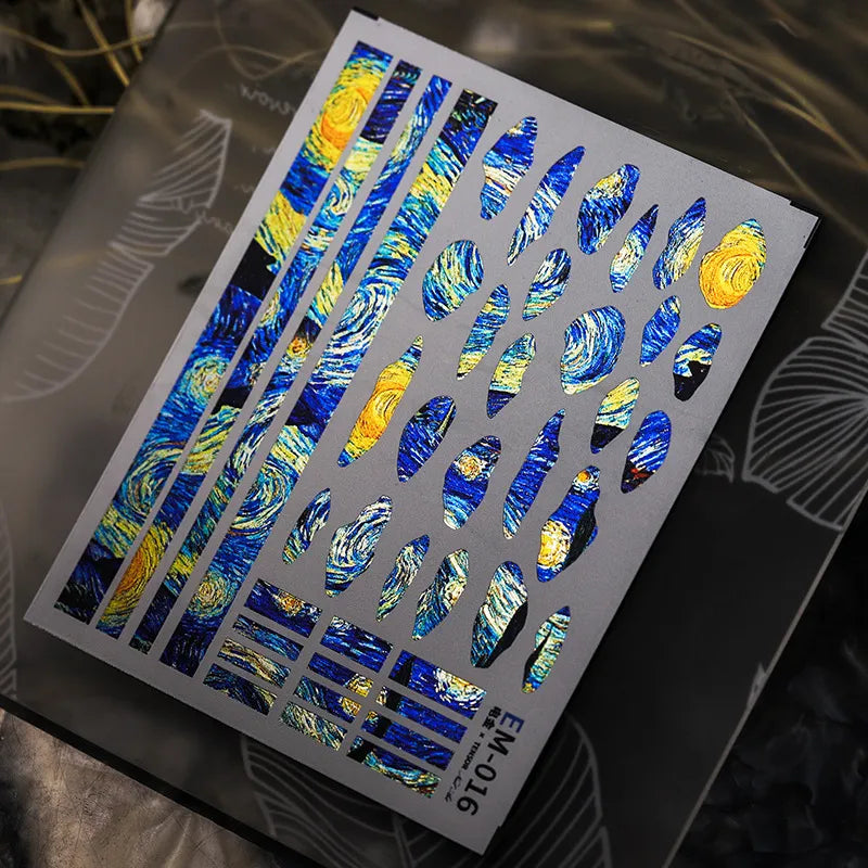 Metal Colors Love Heart Nail Art Stickers Decals EM001-023