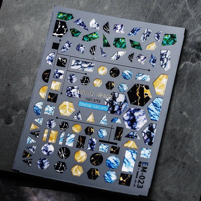 Metal Colors Love Heart Nail Art Stickers Decals EM001-023