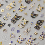 Egyptian Nail Art Stickers Adhesive Embossed Triangle Eyes Cat Sticker Decals 