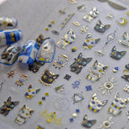 Egyptian Nail Art Stickers Adhesive Embossed Triangle Eyes Cat Sticker Decals 