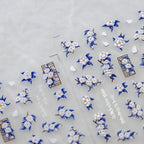 Elegant 5D Chinoiserie Nail Stickers Blue & White Porcelain Floral Nail Art Sticker Decals TS2919