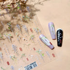Elegant 5D Iris Flower Nail Stickers Artistic Purple Floral Sticker Decals